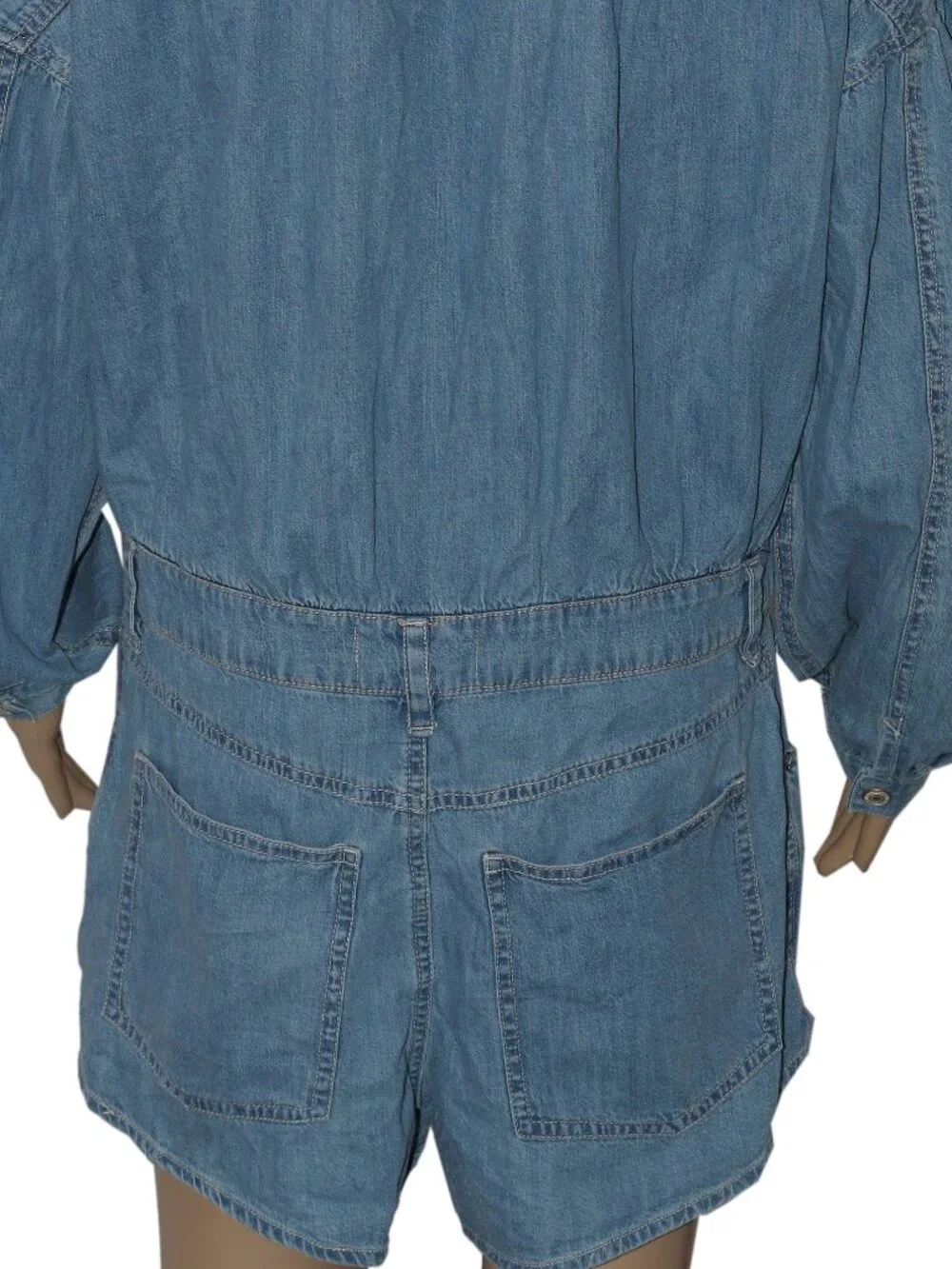 Free People We The Free Zodiac Chambray One-Piece Collared Neck Romper M - Picture 5 of 6